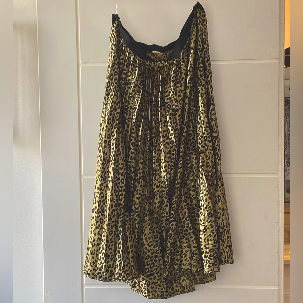 Gold Leopard Pleated Maxi skirt